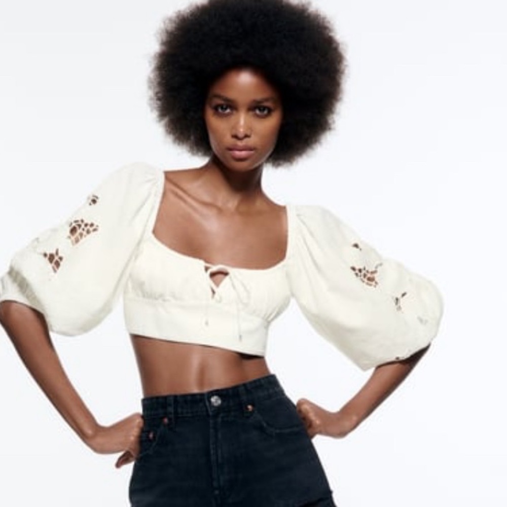 Zara cropped lace top XS